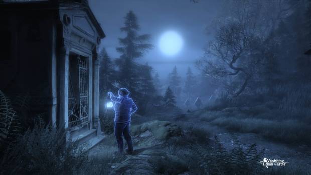 A screenshot of a well lit character at night.