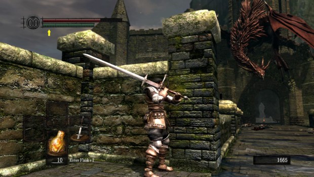 Dark Souls dragon on the bridge screenshot