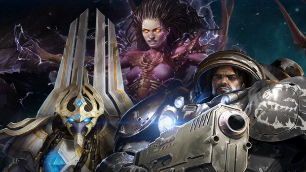 Starcraft 2 artwork showing the three races