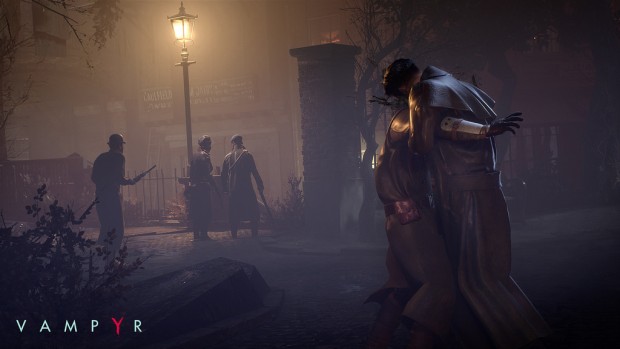 Vampyr RPG screenshot showing a stealth takedown