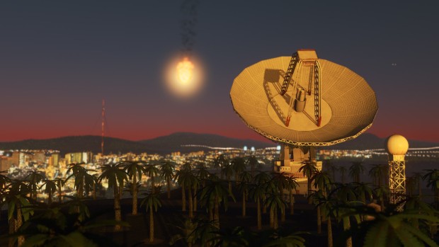 Cities: Skylines Natural Disasters DLC screenshot showing a meteor strike