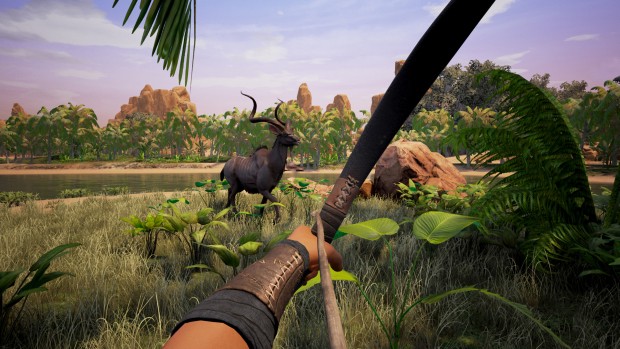 Screenshot of using a bow and arrow to hunt in Conan Exiles
