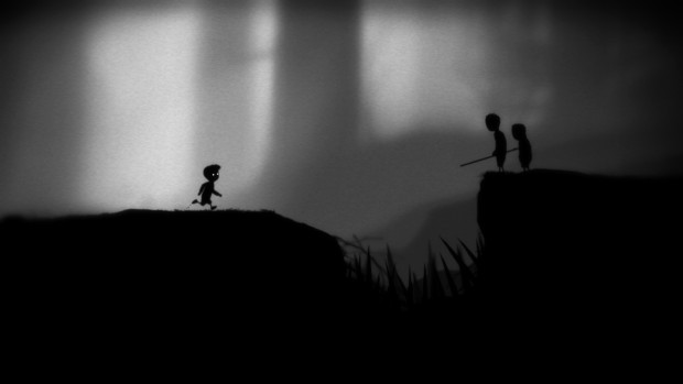 Limbo screenshot showing the main character and two other people