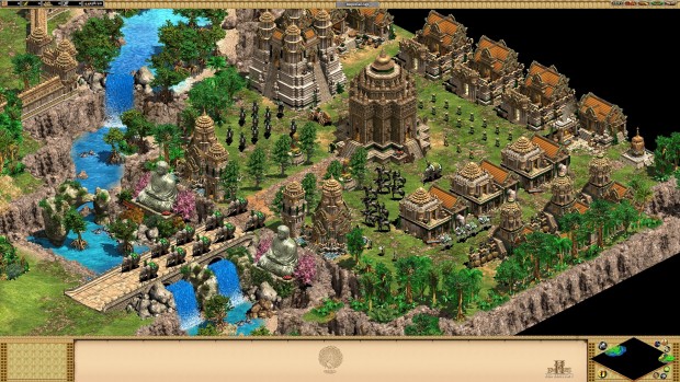 Age of Empires 2 HD: Rise of Rajas expansion screenshot featuring a fortified city