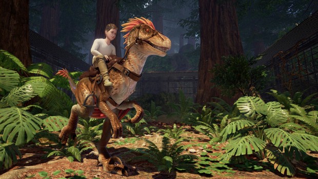 Ark Park screenshot featuring a rideable raptor