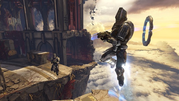 Doom Bloodfall DLC screenshot showcasing a bunch of players flying around