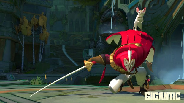 Gigantic's owl knight and his little white rat companion