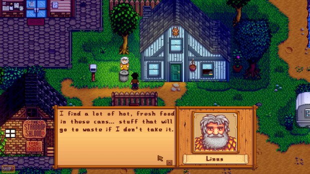 Stardew Valley screenshot showcasing a rather touching moment with Linux
