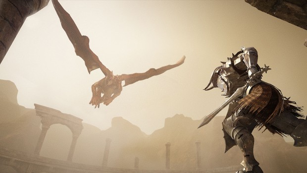 Black Desert Online screenshot of a knight fighting against a dragon