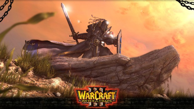 Warcraft 3 screenshot of a Footman on a hill