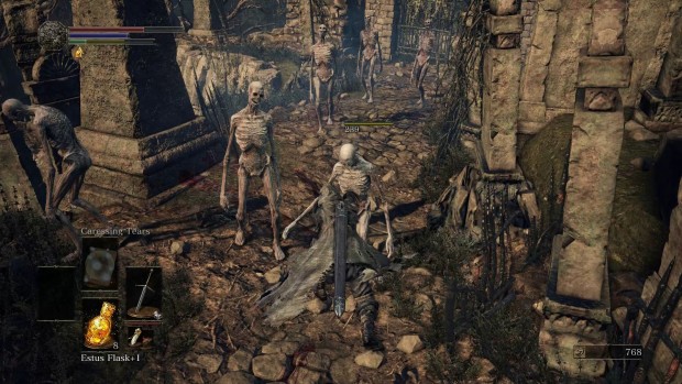 Dark Souls 3 gameplay showcase that features a zombie infested graveyard