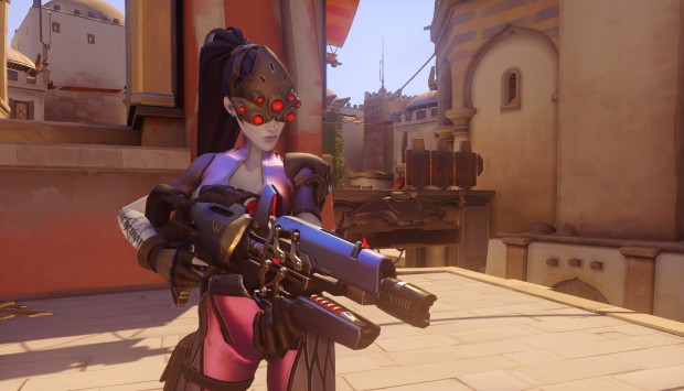 Widowmaker from Overwatch with her ultimate active