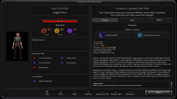 Torment: Tides of Numenera features a detailed character creator