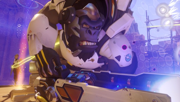 Winston from Overwatch looking very angry