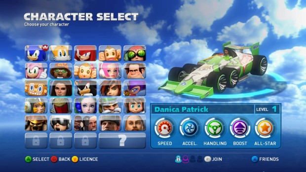 Sonic & All-Stars Racing Transformed character Danica Patrick