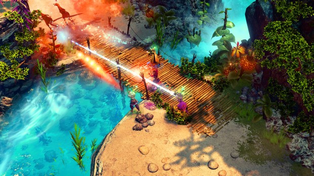 Nine Parchments screenshot showing multiple wizards in battle