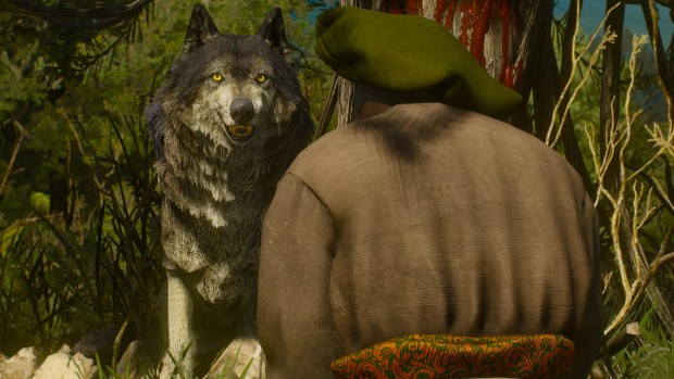 The Witcher 3's bleeding tree and a giant wolf