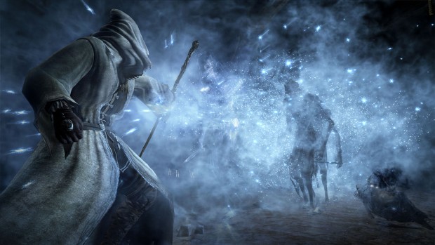 Dark Souls 3 Ashes of Ariandel mage screenshot shooting ice magic