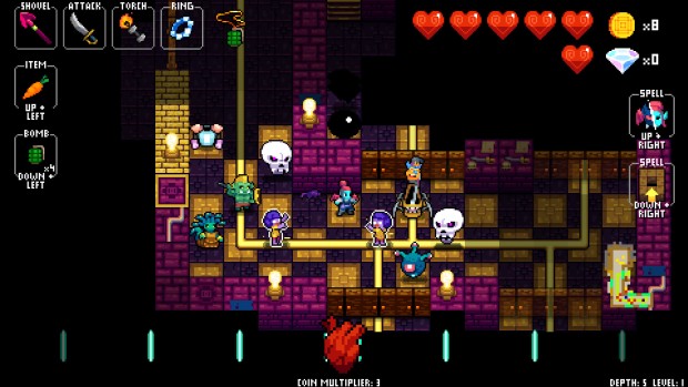 Crypt of the NecroDancer: Amplified screenshot showing Nocturna and some dancing zombies