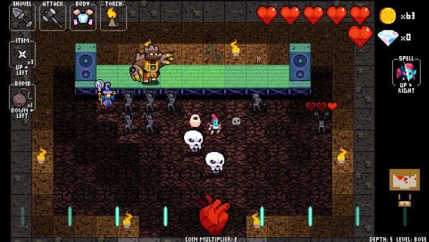 Crypt of the NecroDancer: Amplified screenshot of a boss fight