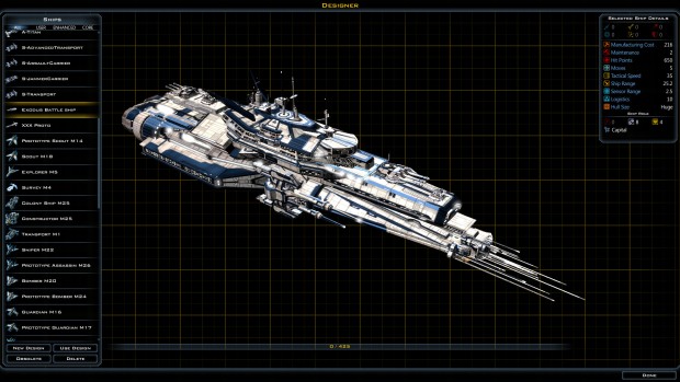 Galactic Civilizations 3 Ship Builder UI screenshot