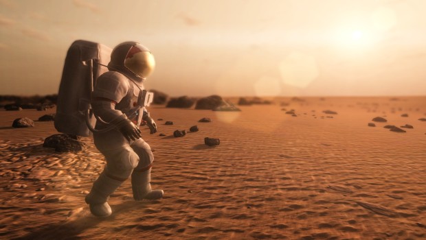 Take on Mars screenshot featuring an astronaut talking a walk