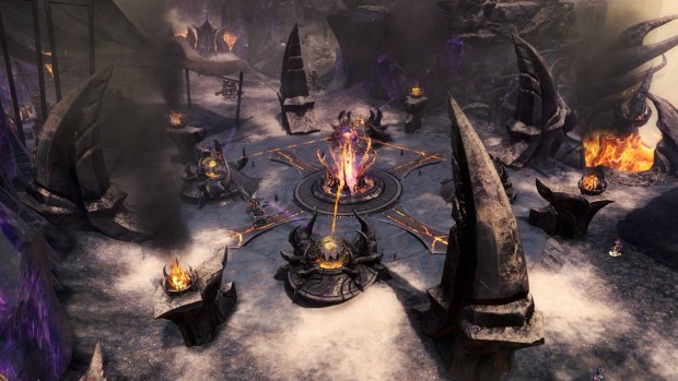Guild Wars 2: Path of Fire screenshot of a massive forged camp