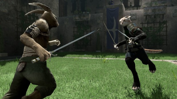 Overgrowth screenshot of a duel against a kitten ninja