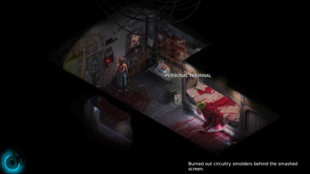 Cayne screenshot showing off a derelict room
