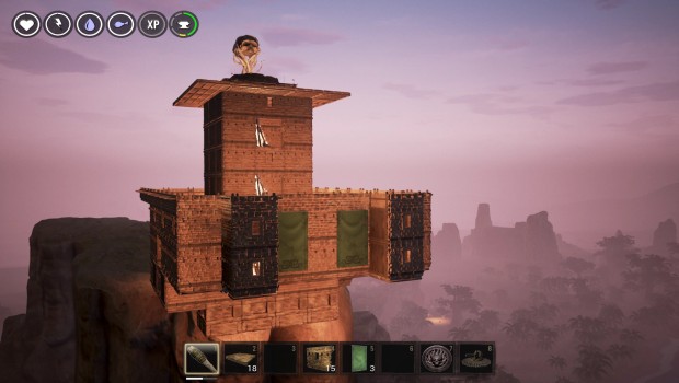 Conan Exiles screenshot of a fortress on top of a cliff