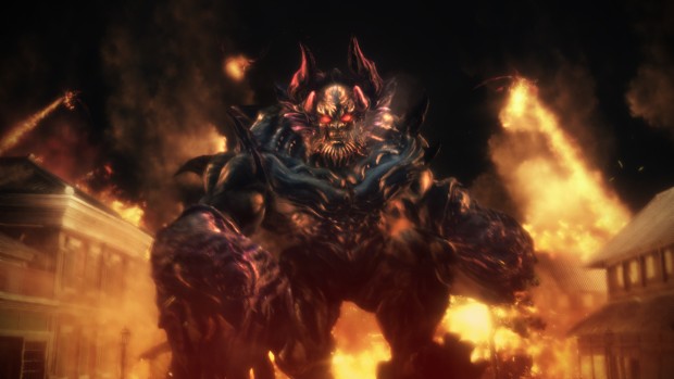 Toukiden 2 screenshot of a demon encircled by fire