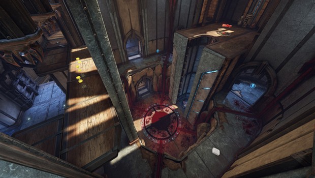 Quake Champions' Blood Covenant arena screenshot showing the big pit