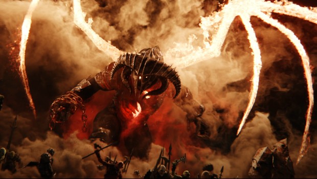 Middle-earth: Shadow of War screenshot of a giant Barlog