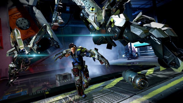 The Surge screenshot of a fight with a giant robot