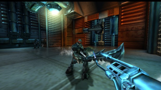 Turok 2 remaster screenshot of a flamethrower