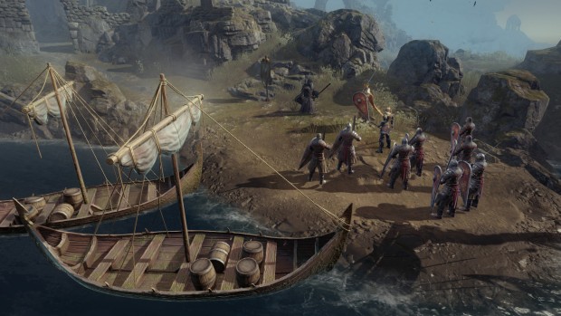 Vikings: Wolves of Midgard screenshot of a boat and a bunch of knights