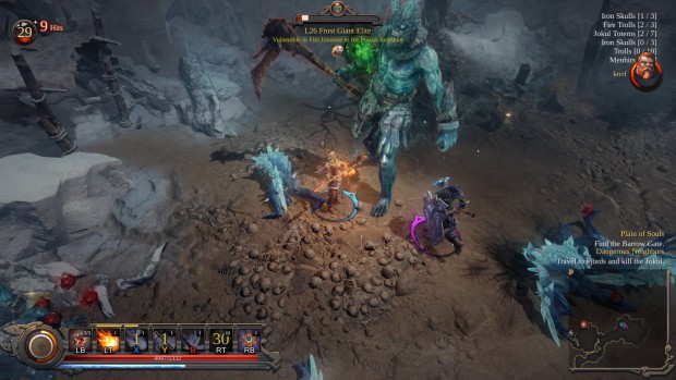 Vikings: Wolves of Midgard screenshot of a fight with a Frost Giant