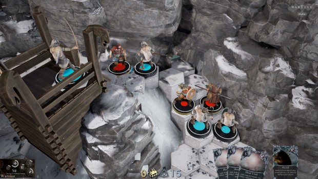 Wartile screenshot of a fight next to a snowy cliff