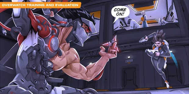 Genji vs Tracer screenshot from the Uprising comic in Overwatch