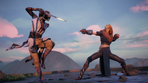 Absolver screenshot of a hillside duel