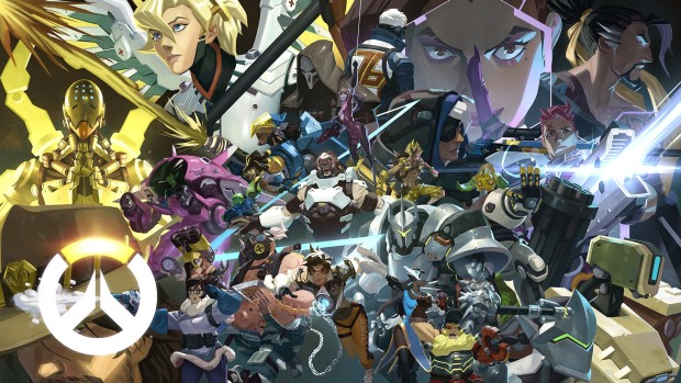 Overwatch Anniversary event artwork featuring all of the heroes