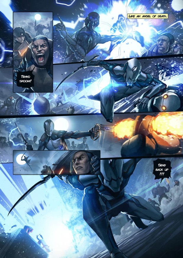 First page teaser of the Warframe comic