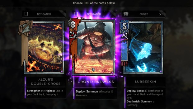 Gwent lets you choose a card from card packs