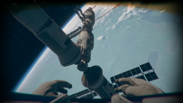 Outreach screenshot of the outside of the space station