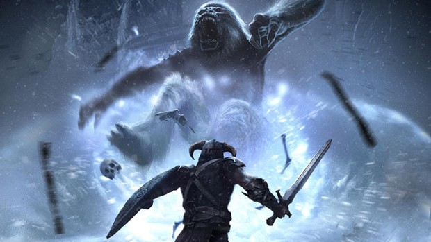 The Elder Scrolls: Legends - Heroes of Skyrim expansion artwork for a troll attack