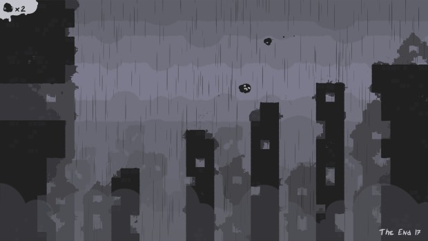 The End Is Nigh screenshot of black rain and pillars