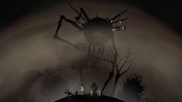 World of One screenshot of a giant shadowy spider