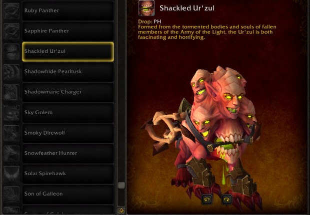 World of Warcraft Update 7.3 mount Shackled Ur'Zul
