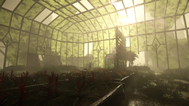 Aporia: Beyond the Valley screenshot of a ruined greenhouse