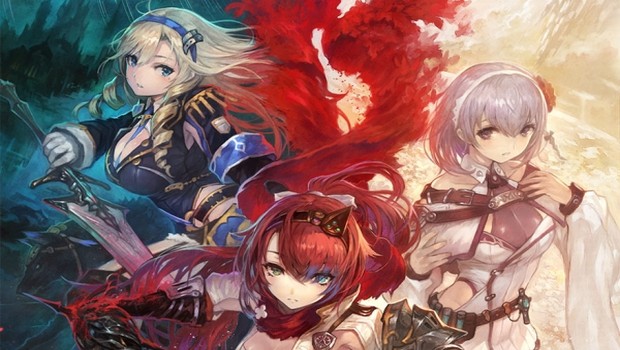 Nights of Azure 2: Bride of the New Moon artwork of the three main characters